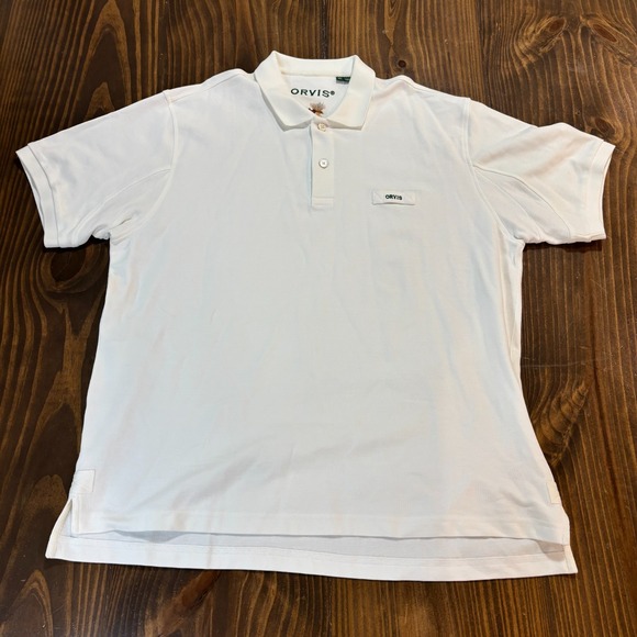 ORVIS Polo Shirt Mens XL White Cotton Fly Fishing Logo Short Sleeve Casual - Picture 2 of 7